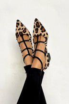 Bridget | Heeled Ballerinas with Leopard Strap