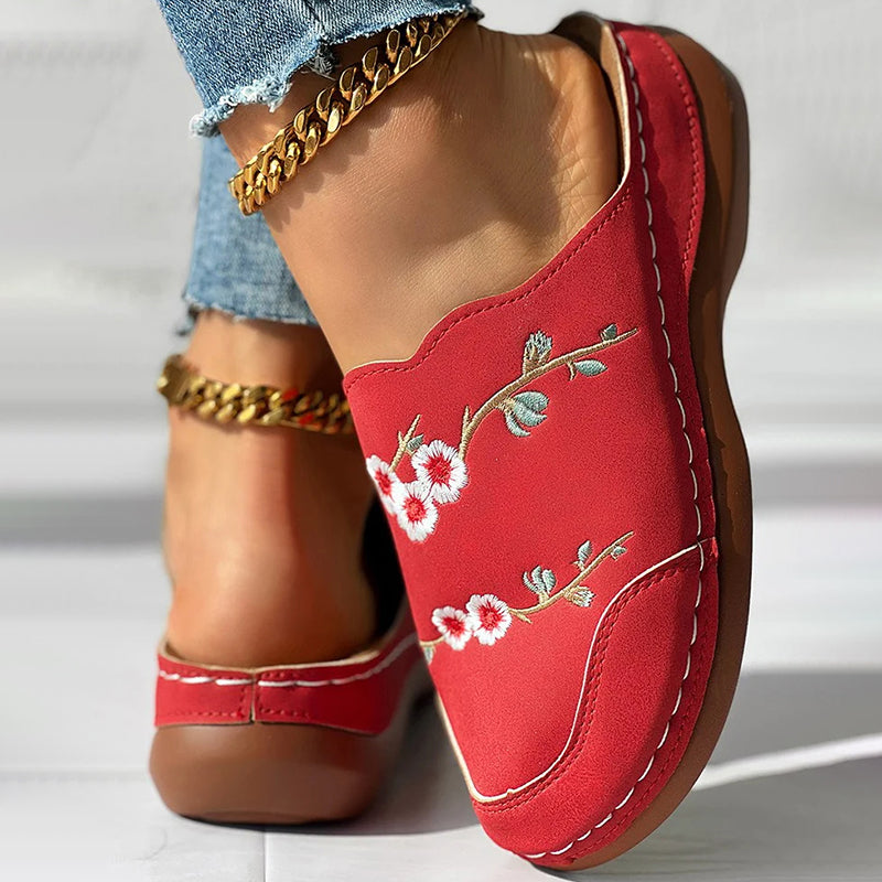 Vintage Floral Embroidered Slippers