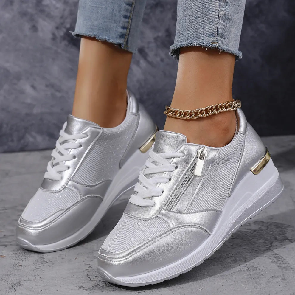 New Lace-Up Trainers with Side Zip for Women