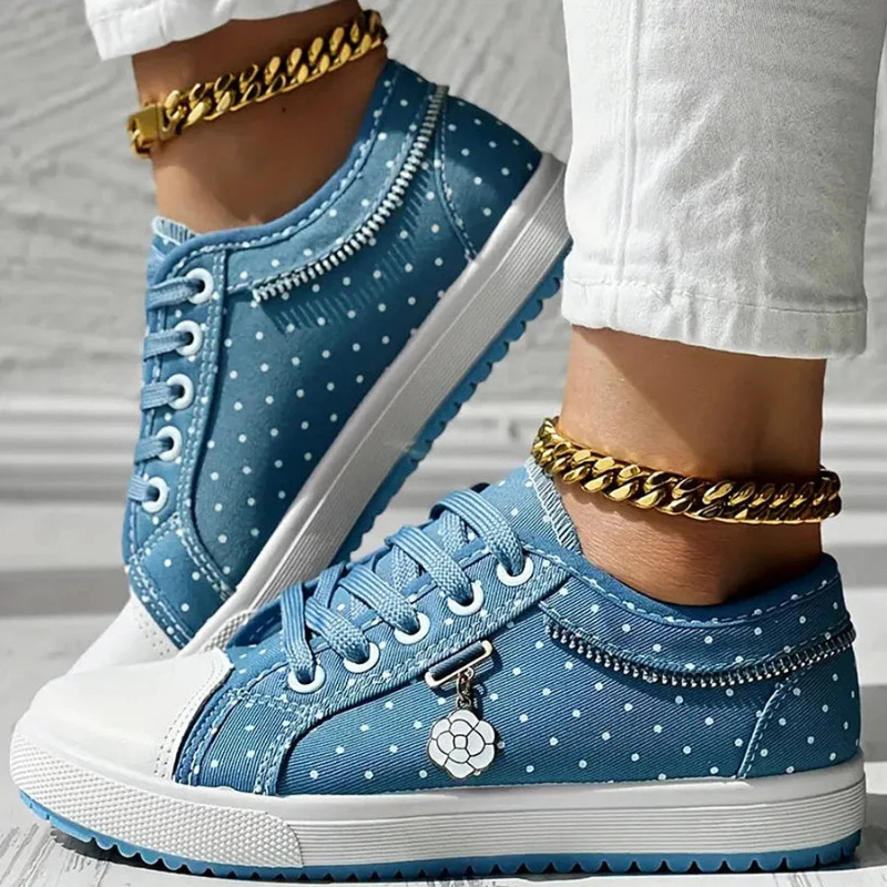 Caro | Floral Lace Sneaker with Decorative Zip