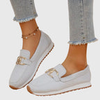 Susie | Slip-On Mesh & Gold Boucle Trainers