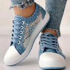 Caro | Floral Lace Sneaker with Decorative Zip