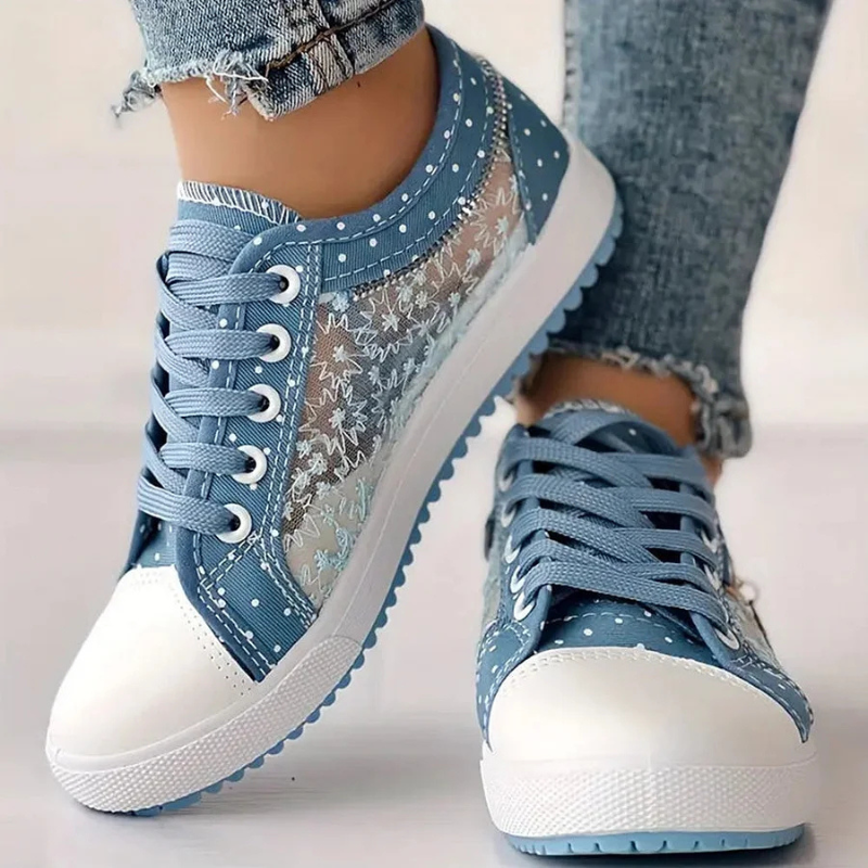 Caro | Floral Lace Sneaker with Decorative Zip