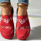 Vintage Floral Embroidered Slippers
