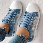 Caro | Floral Lace Sneaker with Decorative Zip