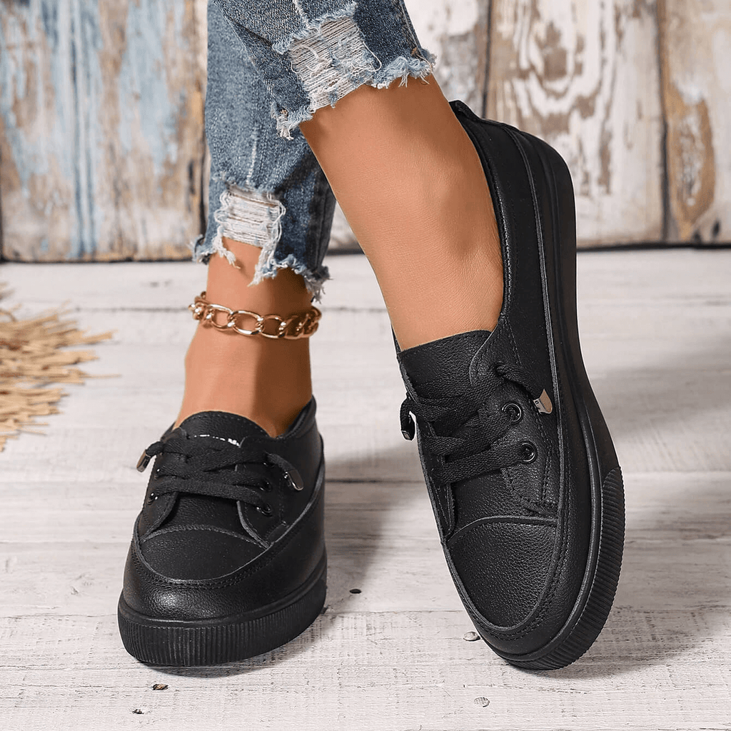 Nola | White Lace-Up Flat Shoes for Women with Breathable Sole