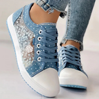 Caro | Floral Lace Sneaker with Decorative Zip