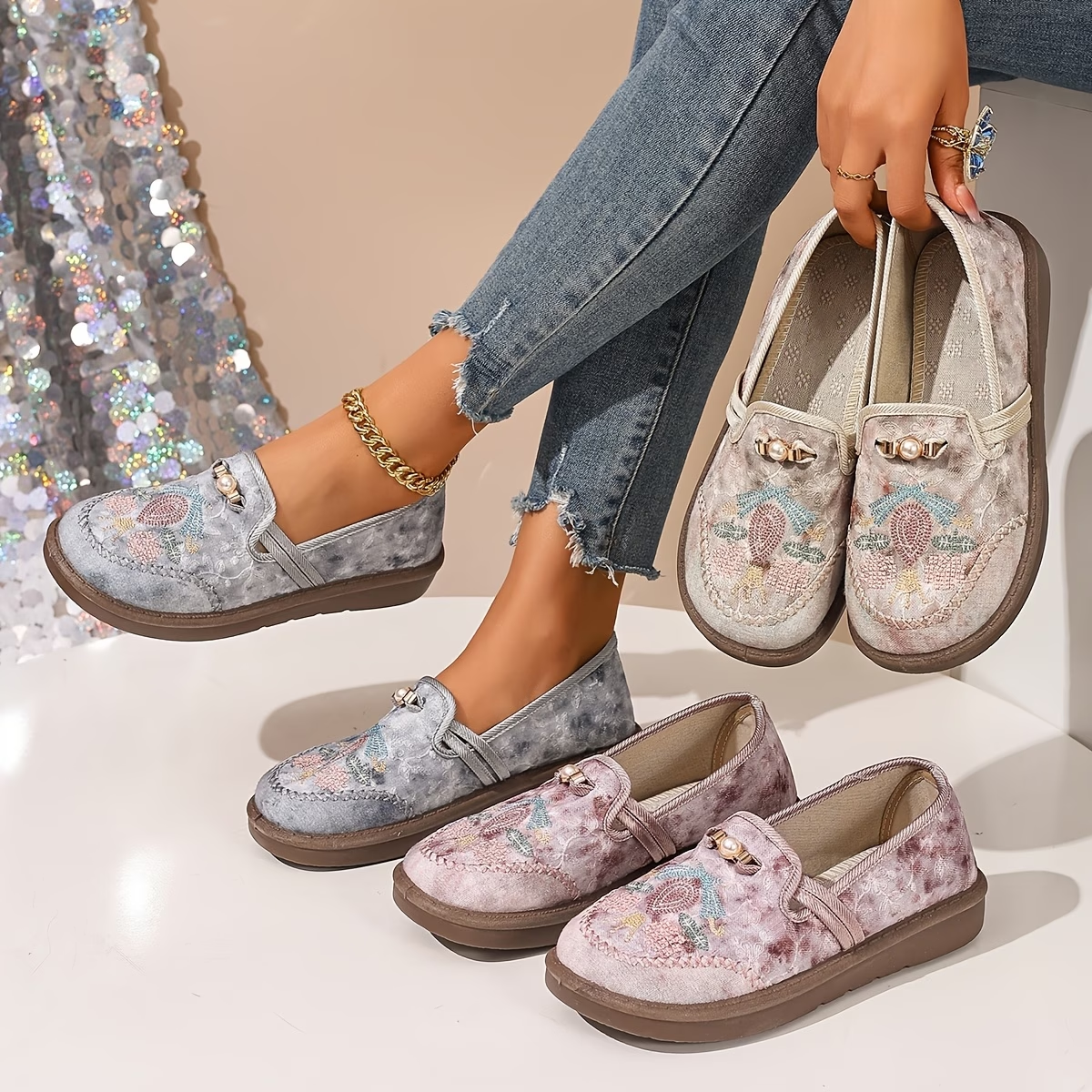 Amara | Comfortable Casual Embroidered Shoes