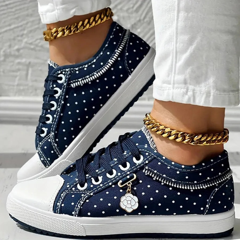 Caro | Floral Lace Sneaker with Decorative Zip