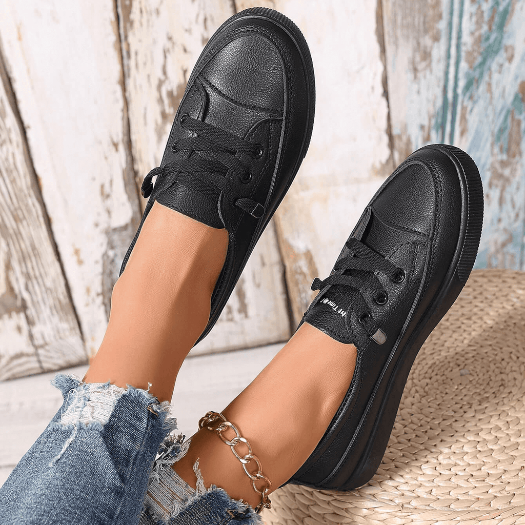 Nola | White Lace-Up Flat Shoes for Women with Breathable Sole