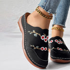 Vintage Floral Embroidered Slippers