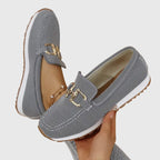 Susie | Slip-On Mesh & Gold Boucle Trainers