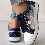 Caro | Floral Lace Sneaker with Decorative Zip