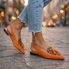 Lorena | Bicolour Suede Mules with Pom Poms
