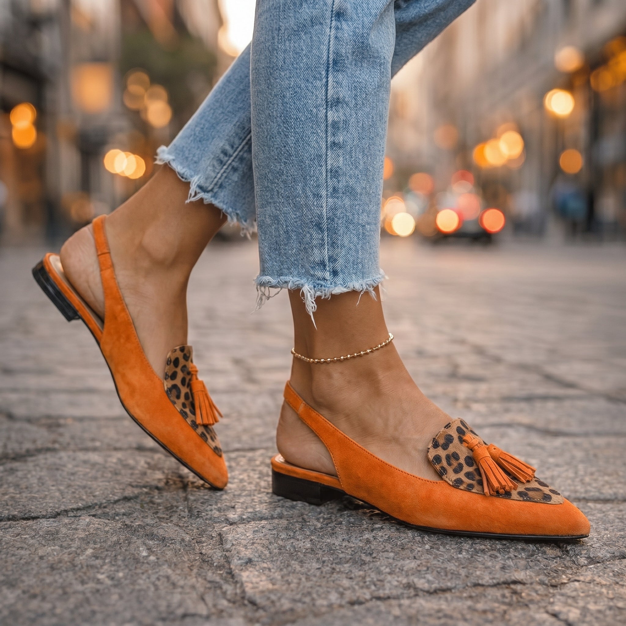 Lorena | Bicolour Suede Mules with Pom Poms