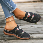 Vintage Floral Embroidered Slippers