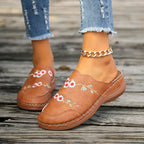 Vintage Floral Embroidered Slippers