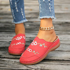 Vintage Floral Embroidered Slippers