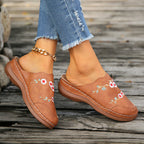 Vintage Floral Embroidered Slippers