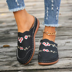 Vintage Floral Embroidered Slippers