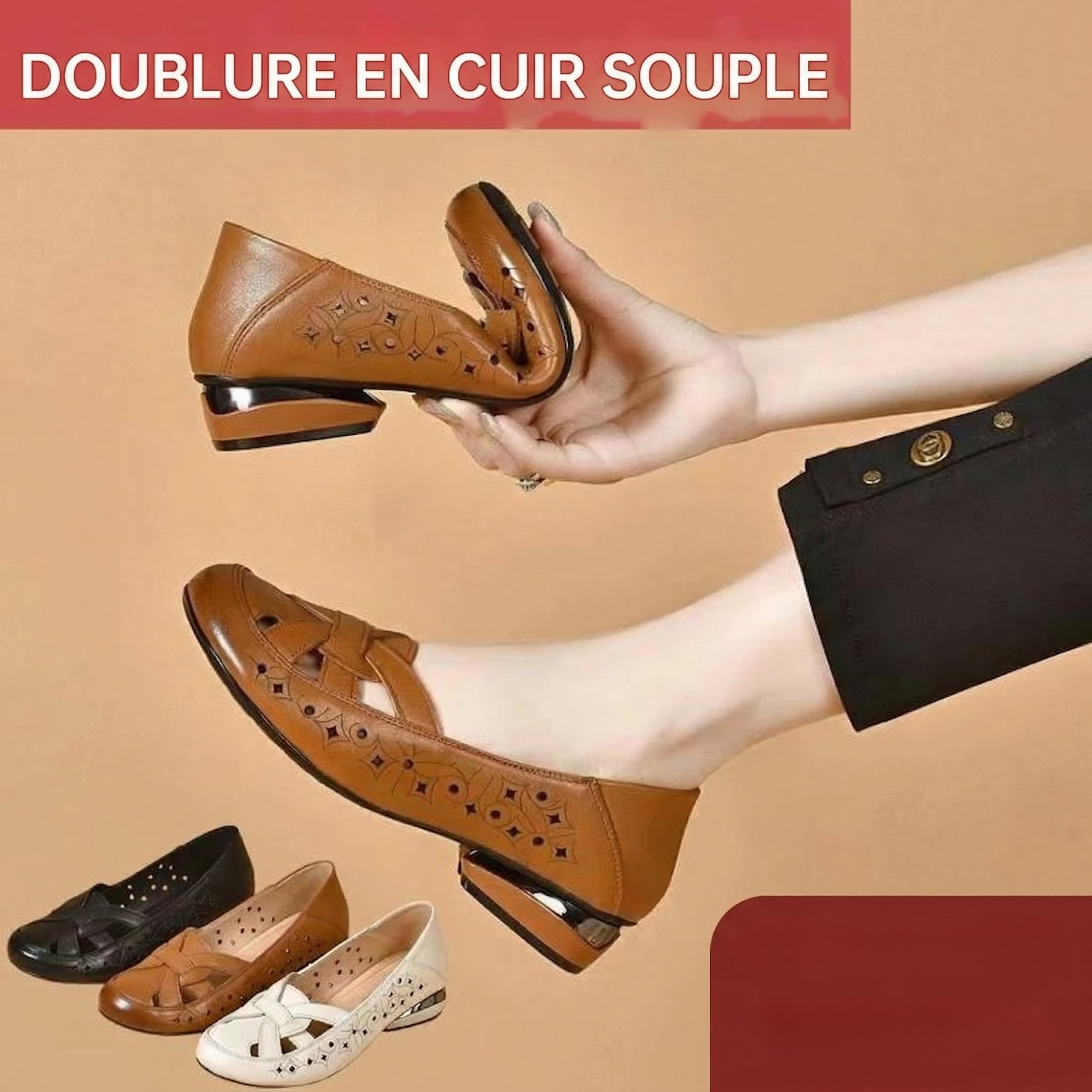 Bea | Leather Slip-On Shoes with Cut-Out Details
