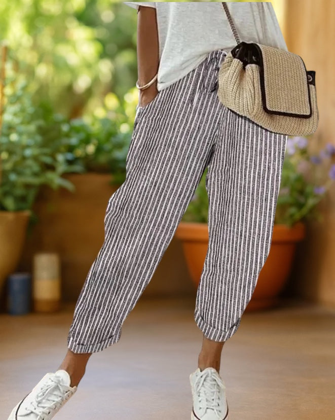 Ola | Striped Drawstring Pants