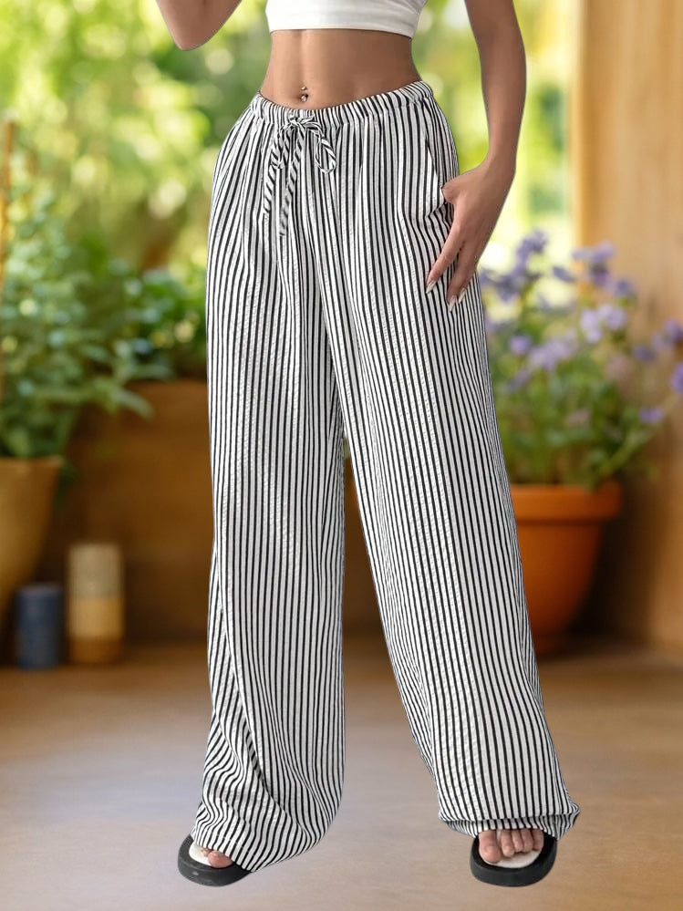 Reily | Comfortable Striped Floor-Length Trousers