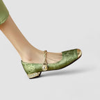 Céleste | Mary Jane Low Heel & Gold Strap