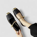 Céleste | Mary Jane Low Heel & Gold Strap