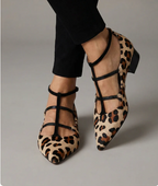 Bridget | Heeled Ballerinas with Leopard Strap