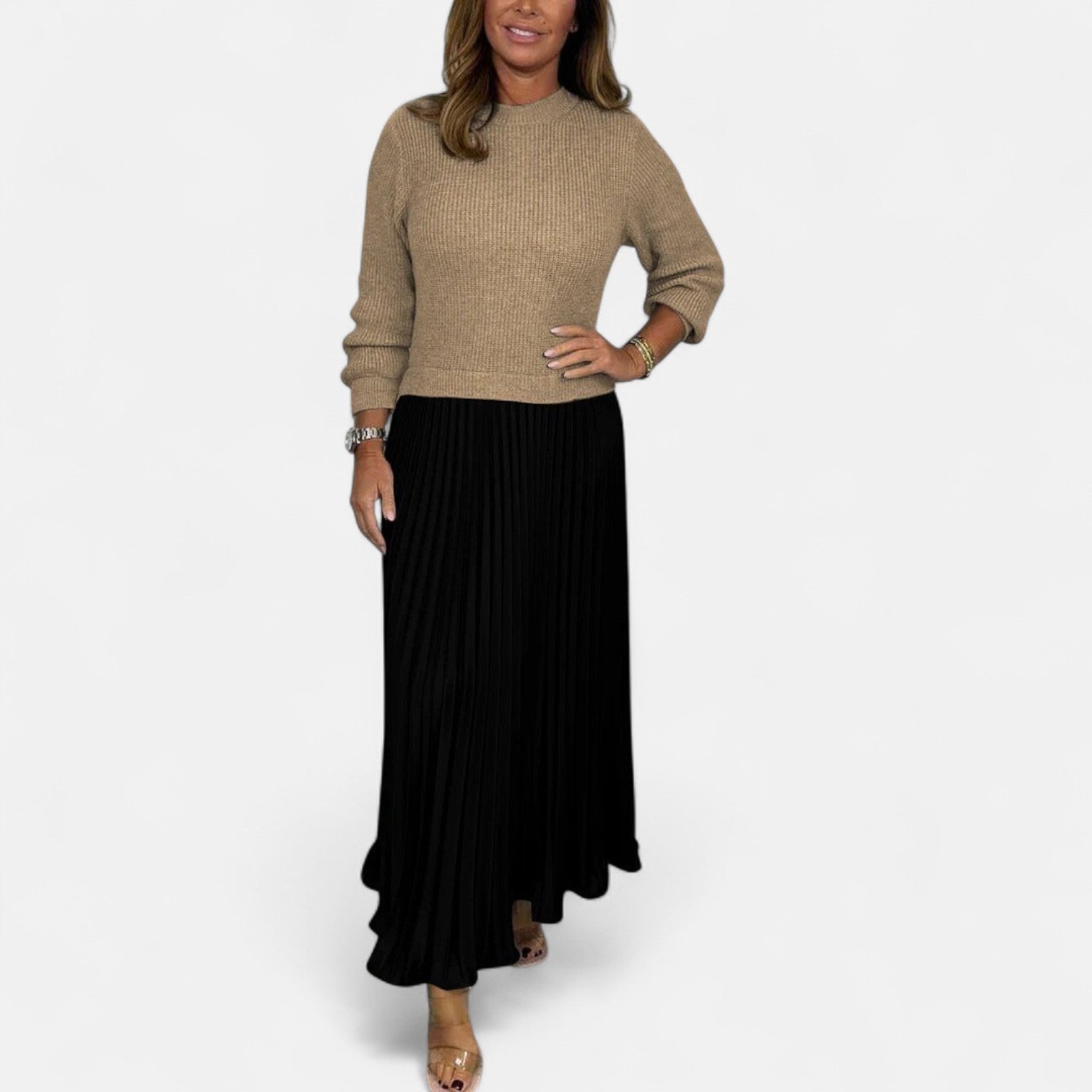 Claudine | Chic Pleated Maxi Set