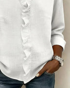 Sharlene | Ruffle Trim V-Neck Blouse
