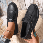 Nola | White Lace-Up Flat Shoes for Women with Breathable Sole