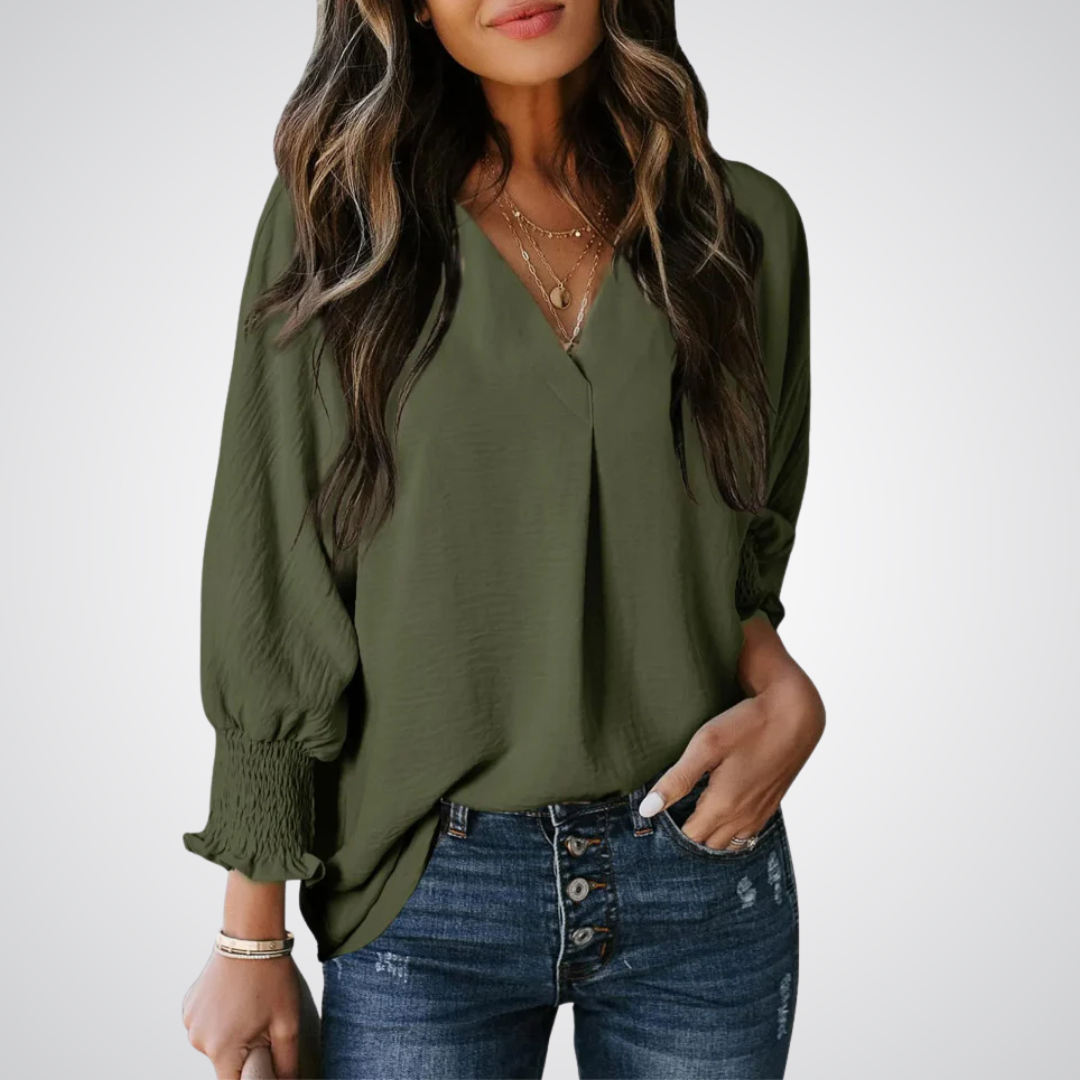 Mirabelle | Chic V-Neck Blouse