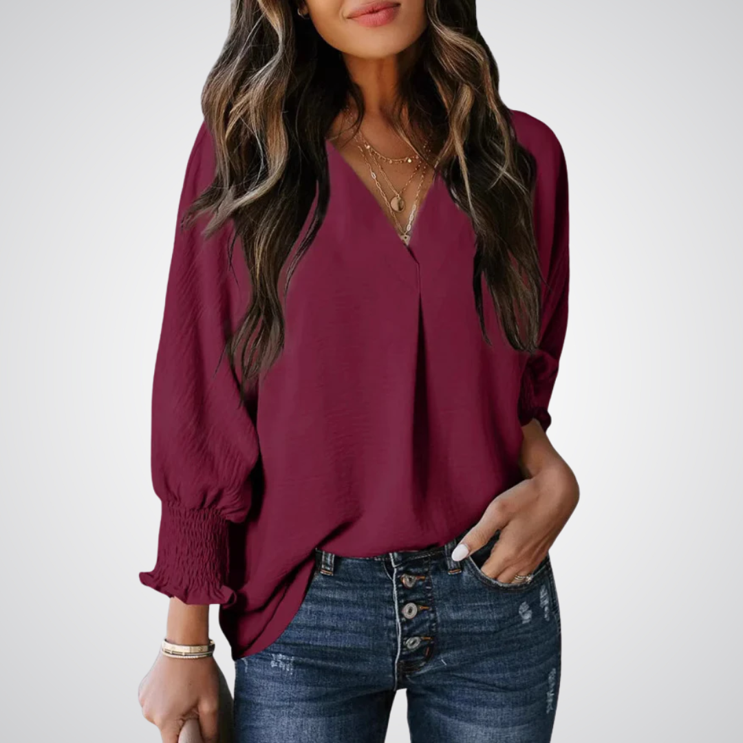 Mirabelle | Chic V-Neck Blouse