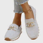 Susie | Slip-On Mesh & Gold Boucle Trainers
