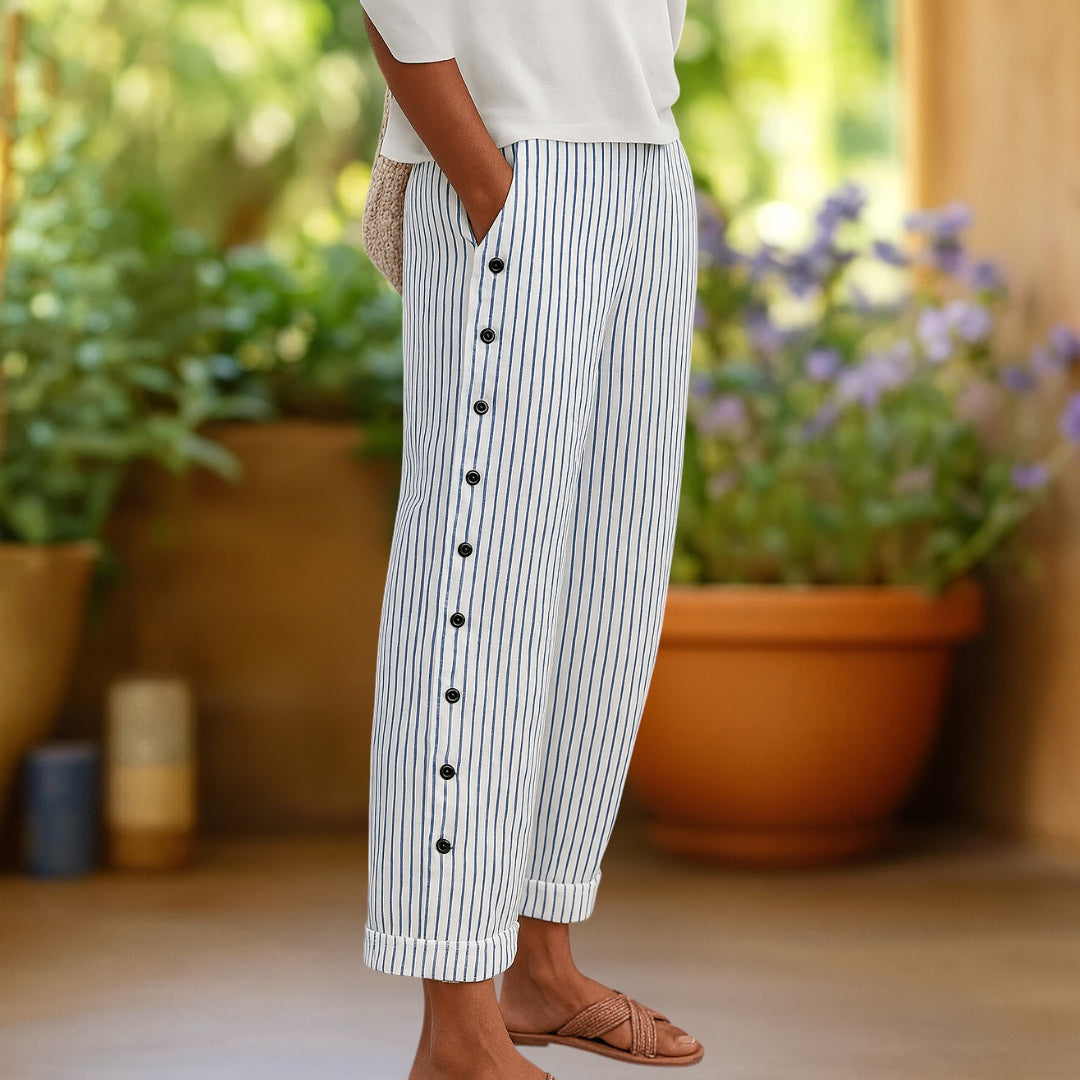 Monica | Comfortable Chic Striped Button Pants