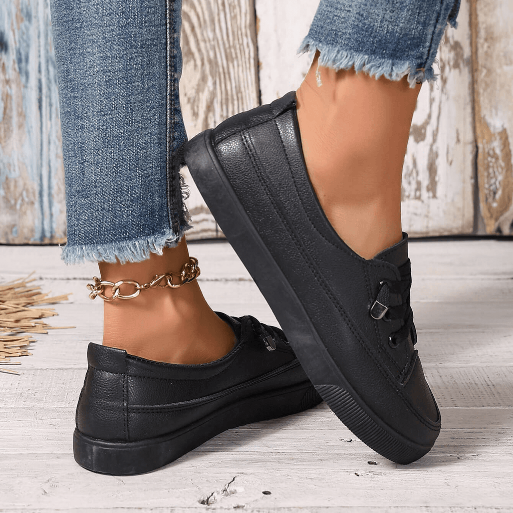 Nola | White Lace-Up Flat Shoes for Women with Breathable Sole