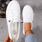 Nola | White Lace-Up Flat Shoes for Women with Breathable Sole
