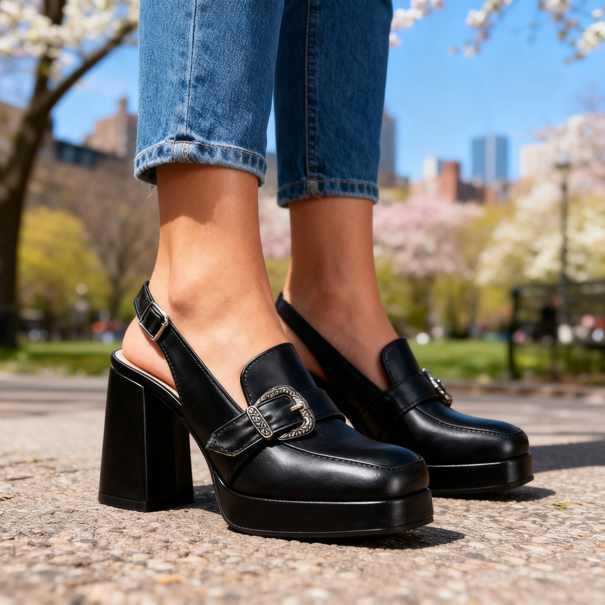 Arianna | Slingback Platform with Buckle & Block Heel