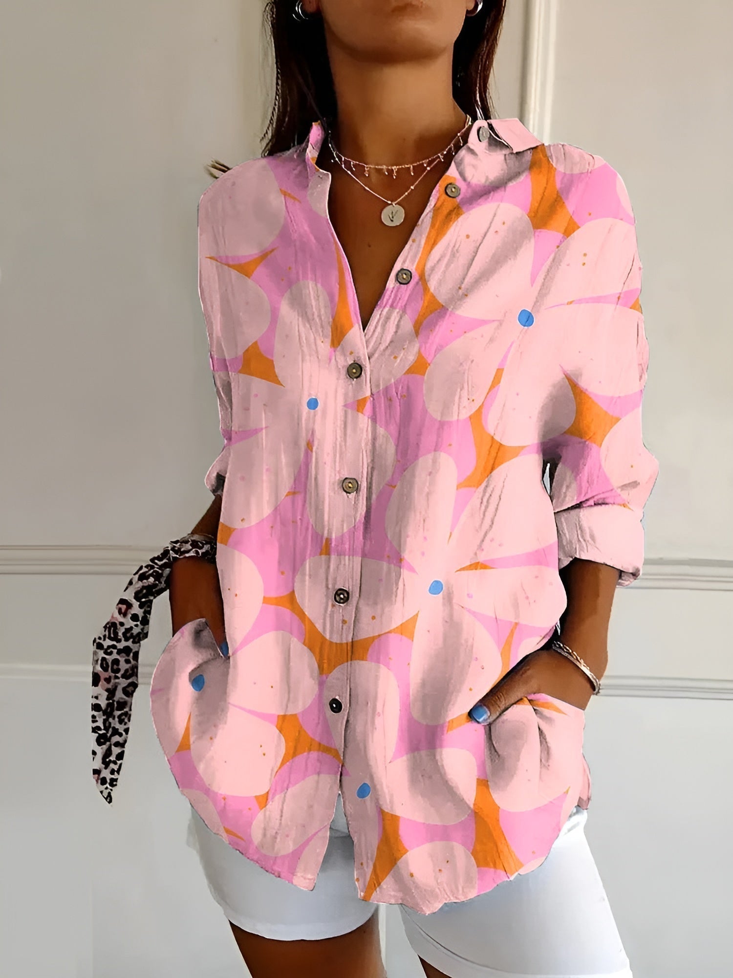 Mylara | Stylish Floral Button-Down Blouse